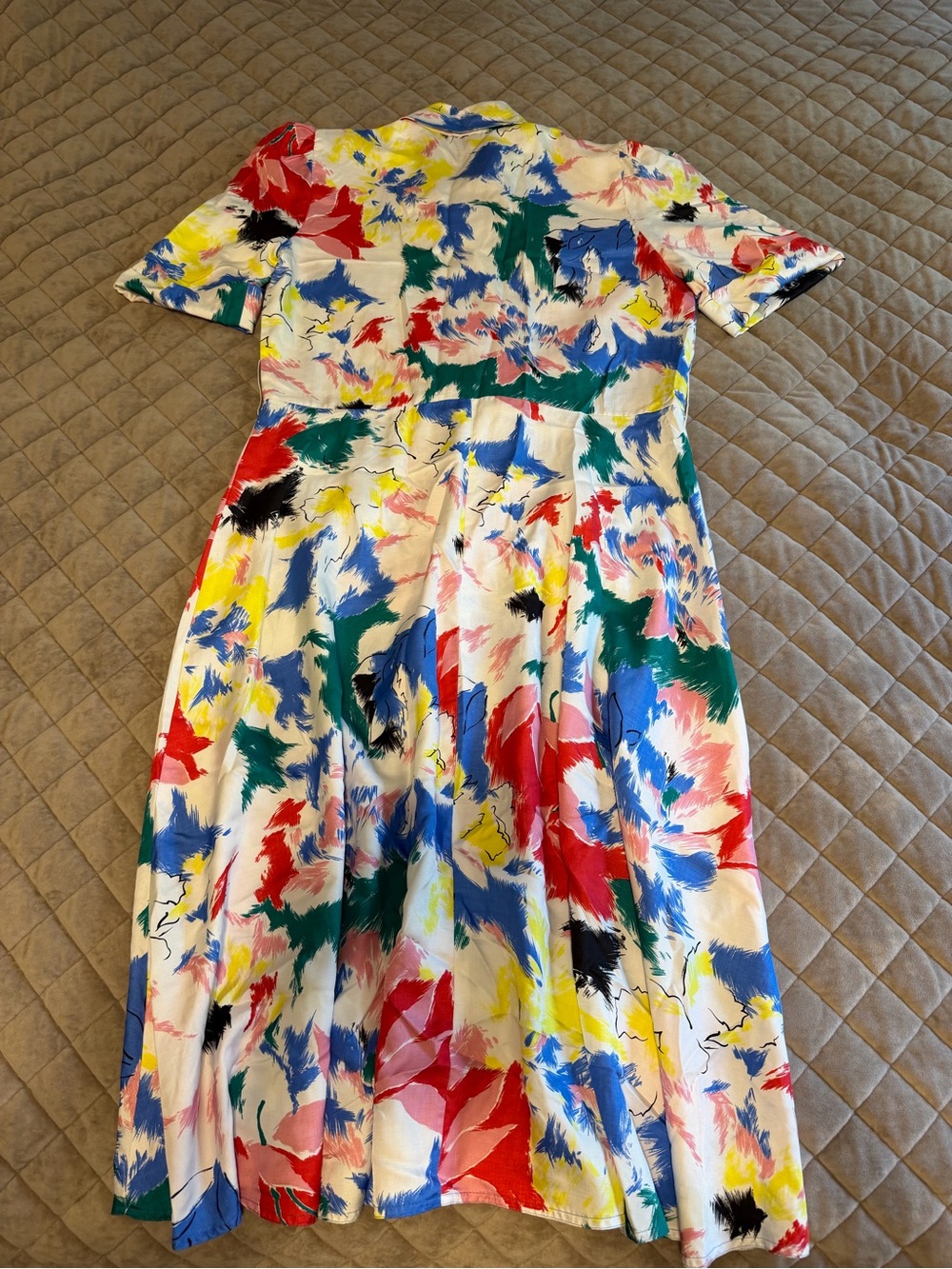 Vintage 80s Leslie Fay Abstract Brushstroke Floral Wrap Midi Dress